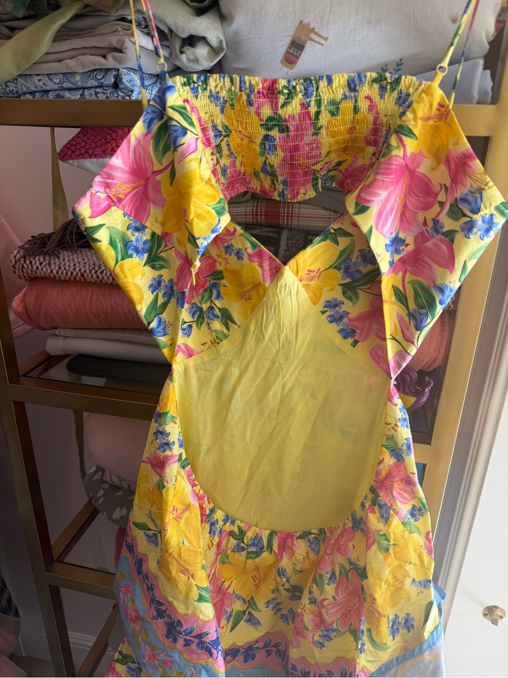 FARM Rio Yellow Floral Tiered Maxi Dress with Pink & Blue Accents - Picture 7 of 10